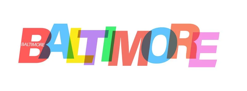 BALTIMORE. Lettering on a white background. Vector design template for poster Illustrazione stock
