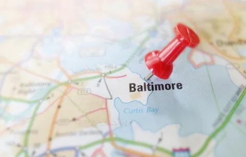 Baltimore map pin Stock Photos