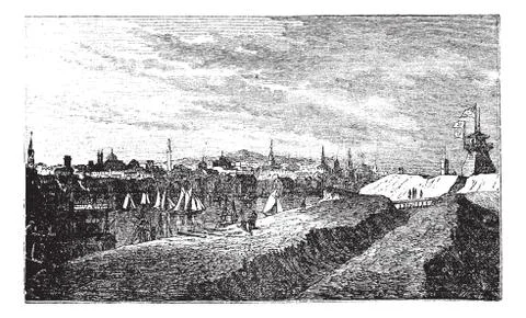 Baltimore, in Maryland, USA, during the 1890s, vintage engraving Stock Illustration