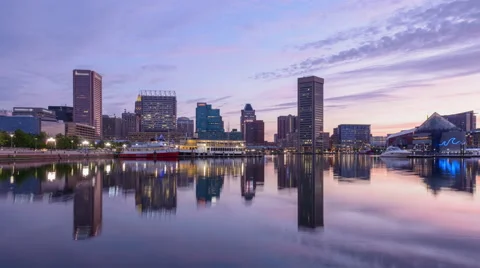 Baltimore, Maryland, USA skyline at the Inner Harbor. Stock Footage