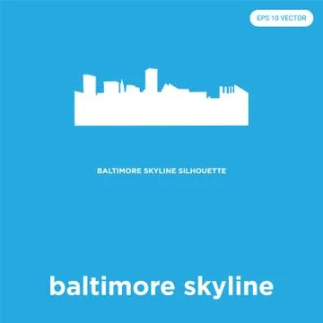 Baltimore skyline icon isolated on blue background Stock Illustration