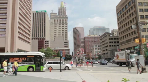 Baltimore Street Corner Stock Footage 61929395
