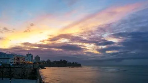 Baluarte de la Candelaria Sunset Cadiz Spain Stock Photos