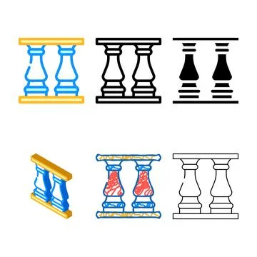 Balusters range decoration color icon vector Stock Illustration