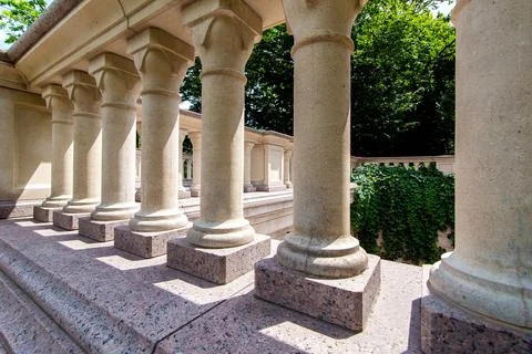 Balustrades of an architectural structure made of stone in the Baroque. Stock Photos