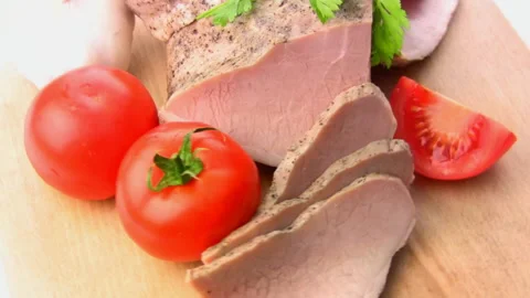 Balyk tomatoes herbs Stock-Footage 106466654