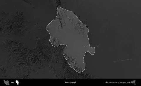 Bam Central highlighted, Iran. Grayscale Stock Illustration