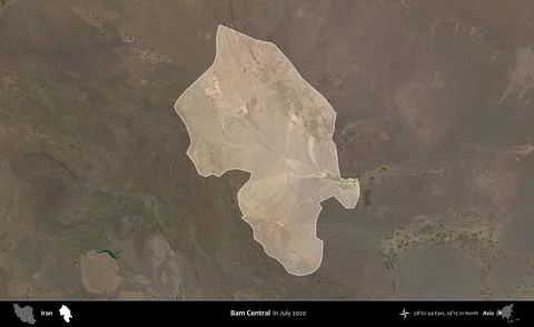 Bam Central highlighted, Iran. Satellite image. July 2020 Stock Illustration