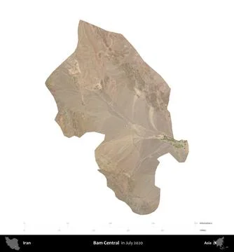 Bam Central, Iran, isolated on white. Satellite image. July 2020 Stock Illustration