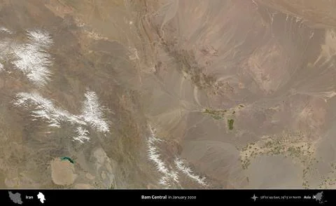 Bam Central, Iran. Satellite image. January 2020 Stock Illustration
