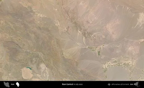 Bam Central, Iran. Satellite image. July 2020 Stock Illustration