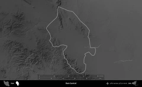Bam Central outlined, Iran. Grayscale Stock Illustration