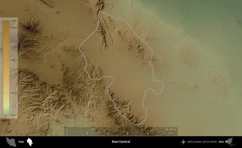 Bam Central outlined, Iran. Physical Stock Illustration