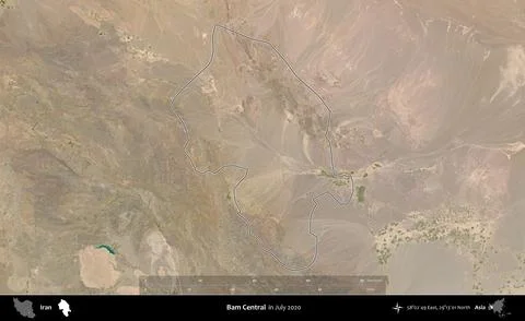 Bam Central outlined, Iran. Satellite image. July 2020 Stock Illustration