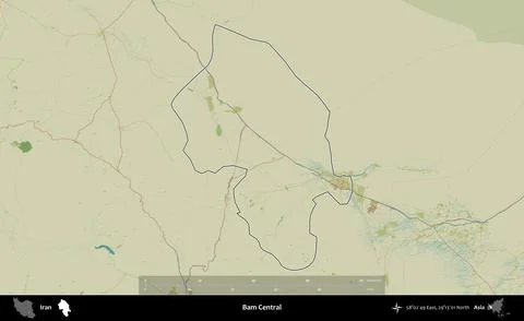 Bam Central outlined, Iran. Topographic Humanitarian Stock Illustration