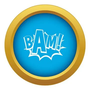 BAM, comic book bubble icon blue isolated Stockillustratie