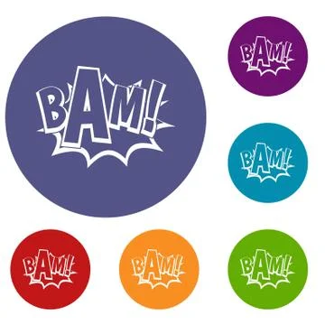 BAM, comic book bubble icons set Stock Illustration