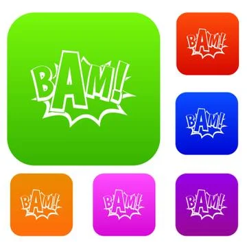 BAM, comic book bubble set color collection Illustrazione stock