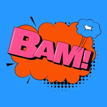 Bam comic speech bubble in trendy pop art style. Bright cartoon message. Stock Illustration