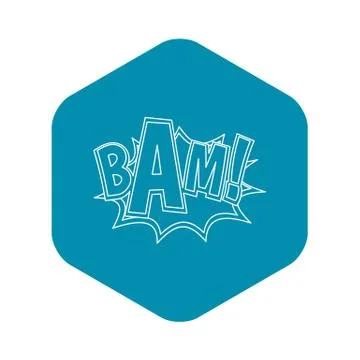 BAM, explosion effect icon, outline style Stock Illustration