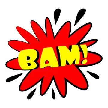 Bam explosion sound effect icon, cartoon style Stock Illustration
