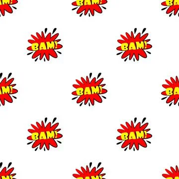 Bam explosion sound effect pattern seamless vector Illustrazione stock