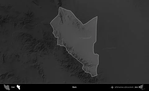 Bam highlighted, Iran. Grayscale Stock Illustration