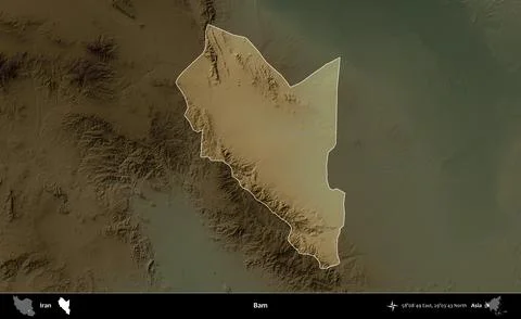 Bam highlighted, Iran. Physical Stock Illustration