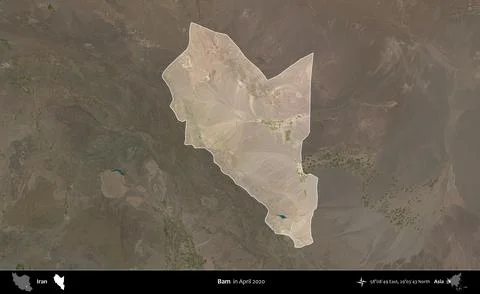 Bam highlighted, Iran. Satellite image. April 2020 Stock Illustration