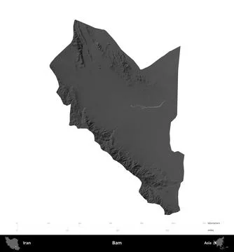 Bam, Iran, isolated on white. Grayscale Stock Illustration