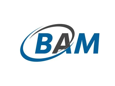 BAM letter creative modern elegant swoosh logo design Stock Illustration