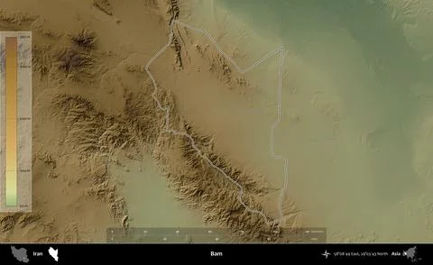 Bam outlined, Iran. Physical Stock Illustration