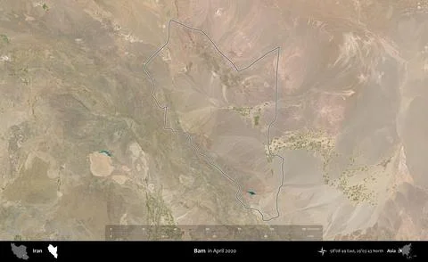 Bam outlined, Iran. Satellite image. April 2020 Stock Illustration