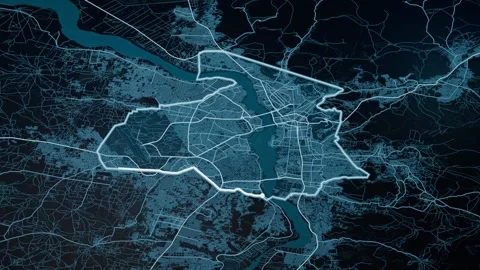 Bamako Mali Glowing Digital Map Animation 4K Stock Footage 337209713