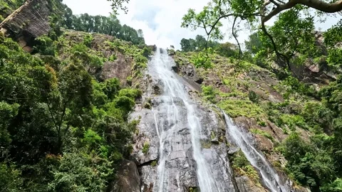 Bambarakanda Waterfall in Sri Lanka – Highest Waterfall in Sri Lanka Stock Footage 344707147
