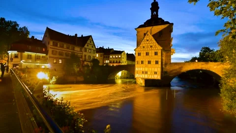 Bamberg, Germany - Timelapse on Regnitz river, Franconia landscape. Stock Footage 155750869