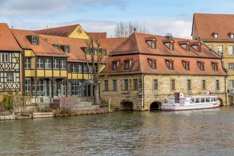 Bamberg at river Regnitz Stock Photos