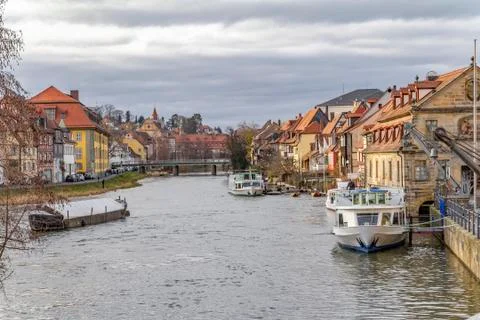 Bamberg at river Regnitz Stock Photos