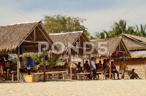 Bamboo and Coconut Leaves Cottage Stock Photos