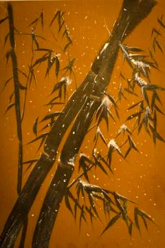Bamboo and snow Stock Illustration