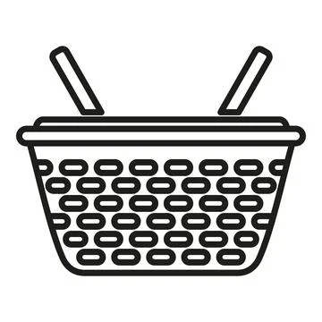 Bamboo basket icon outline vector. Picnic wicker Stock Illustration