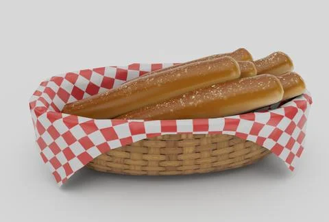 Bamboo Basket Wicker bread minimal 3d rendering on white background イラスト素材
