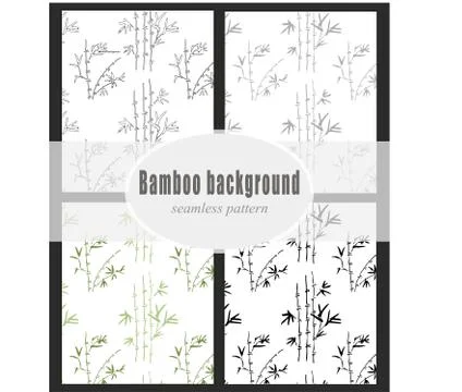 Bamboo branches background seamless pattern. Stylized branch of bamboo. Graphic Stock Illustration
