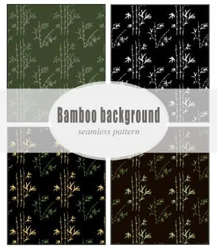 Bamboo branches background seamless pattern. Stylized branch of bamboo. Graphic Stock Illustration