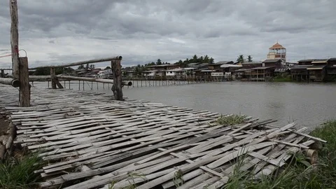Bamboo Bridge Stock Footage 77749265