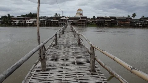 Bamboo Bridge Stock Footage 77749271