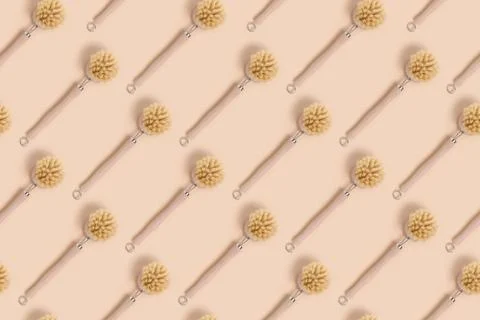 Bamboo brushes pattern on a beige background Stock Photos