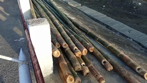 Bamboo building material Stock Footage 327836282