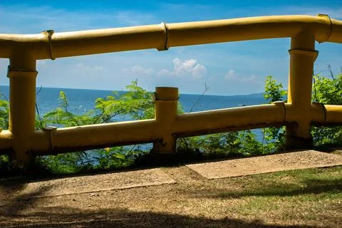 Bamboo cane railing. Stock Photos