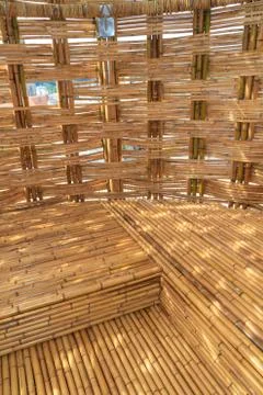 Bamboo construction interior view Stock Photos